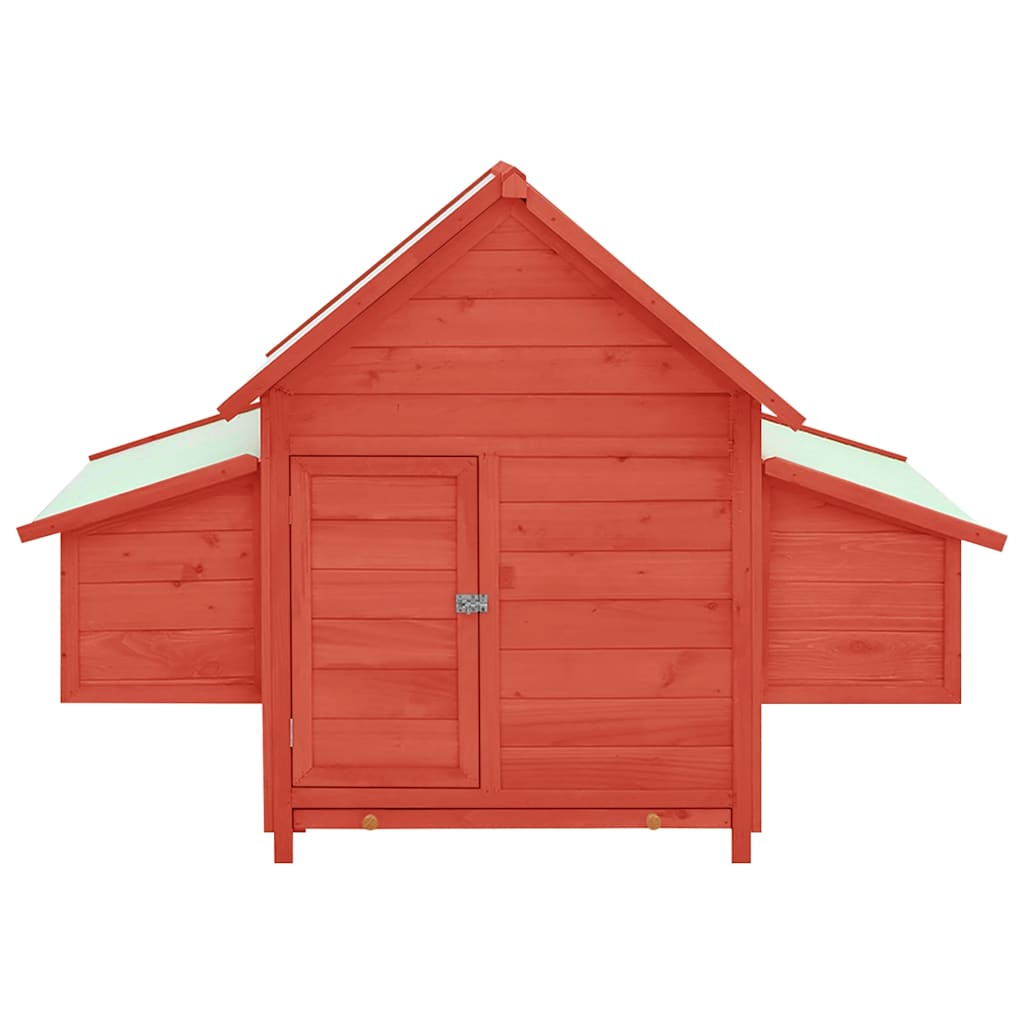 Vidaxl Chicken Coop 150x96x110 cm Festkiefer Rot und Weiß