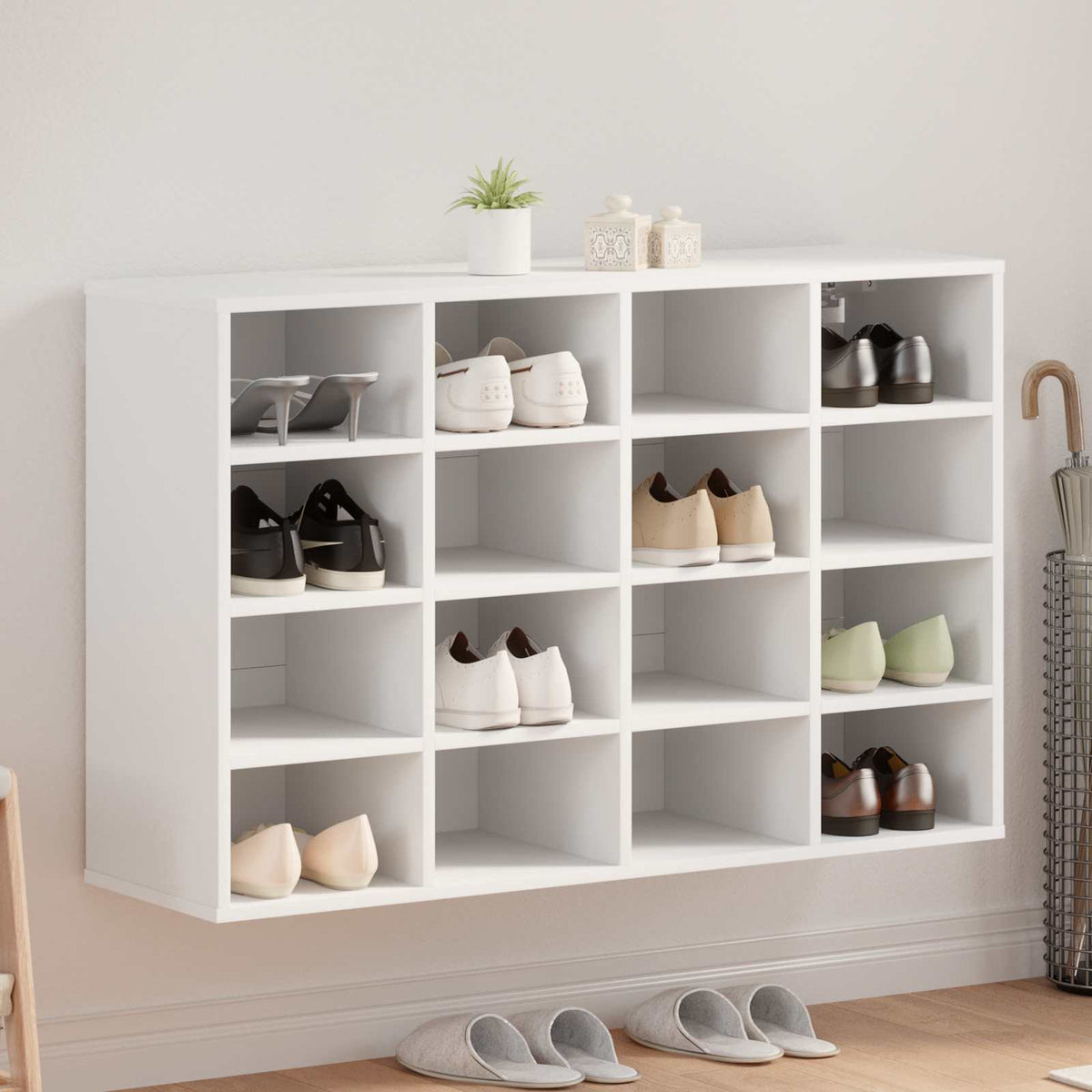 VidaXL Schuhschrank mit Regal weiß 103 x 30 x 67 cm Holzwerkstoff