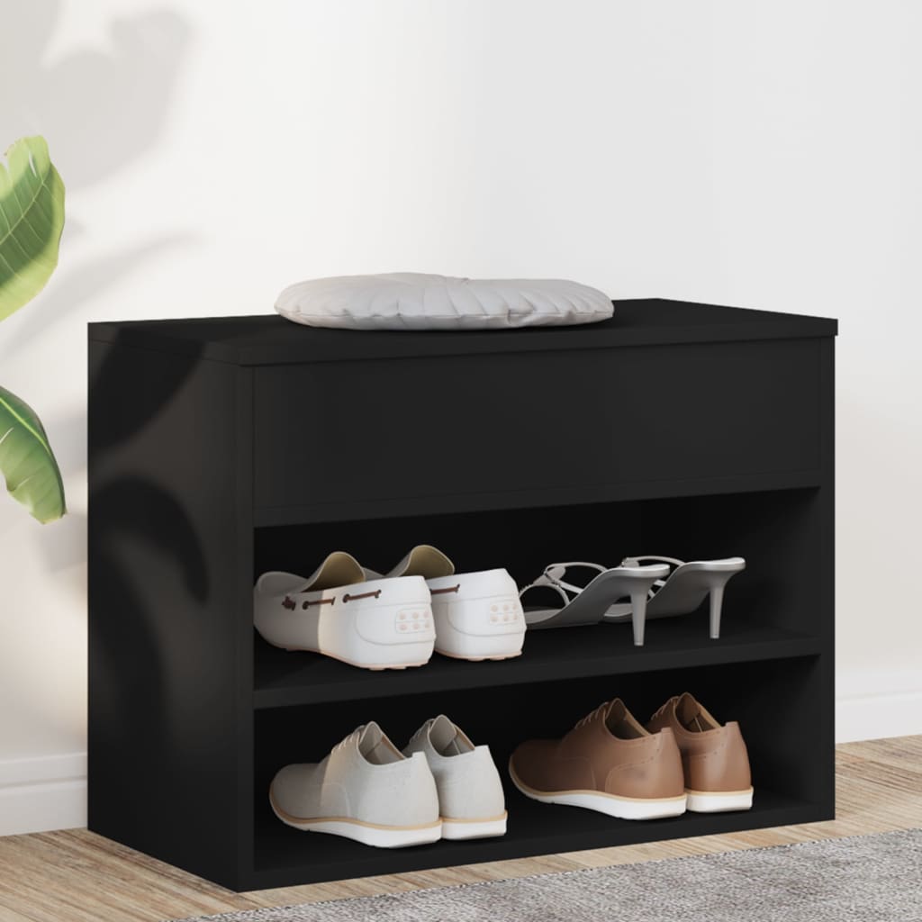 Vidaxl Schuhe Bank 60x30x45 cm propertiertes Holzschwarz