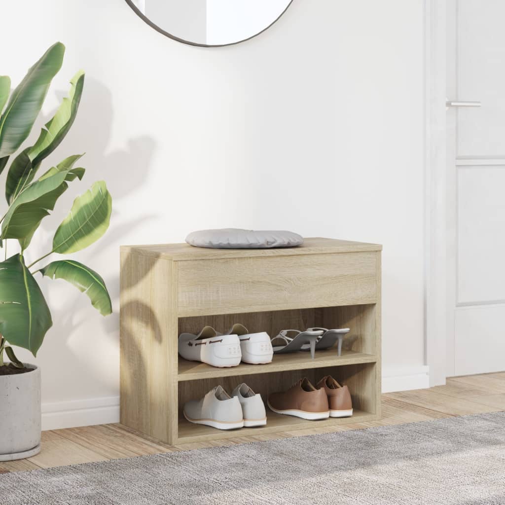 Vidaxl Schuhe Bank 60x30x45 cm verarbeitetes Holz Sonoma Eiche farbig