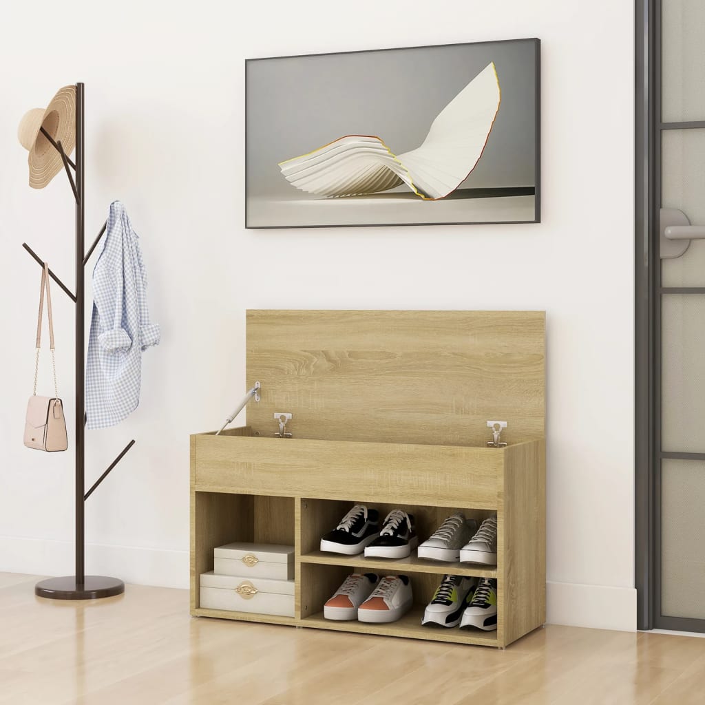 Vidaxl Schuhsofa 80x30x45 cm verarbeitetes Holz Sonoma Eiche farbig