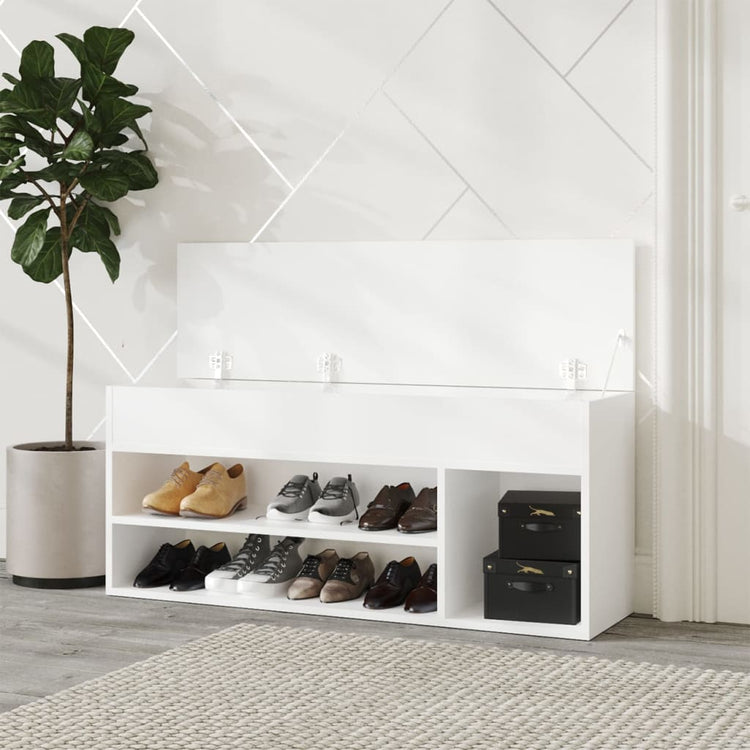 Vidaxl Schuhe Bank 105x30x45 cm verarbeitetes Holz weiß