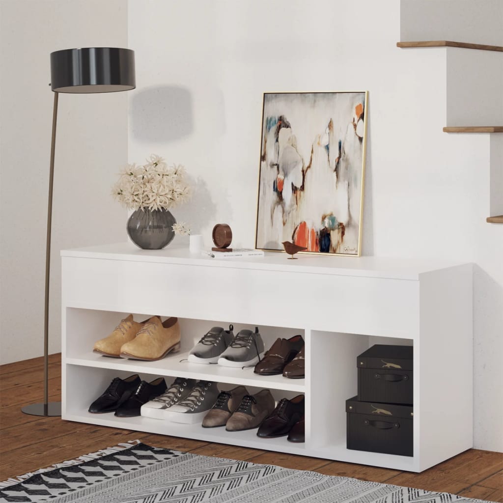 Vidaxl Schuhe Bank 105x30x45 cm verarbeitetes Holz weiß