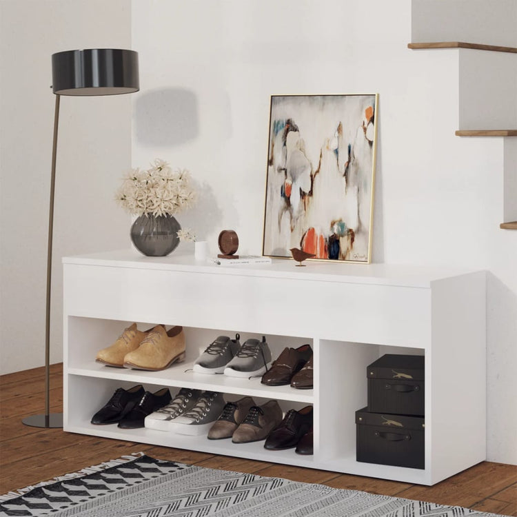 Vidaxl Schuhe Bank 105x30x45 cm verarbeitetes Holz weiß