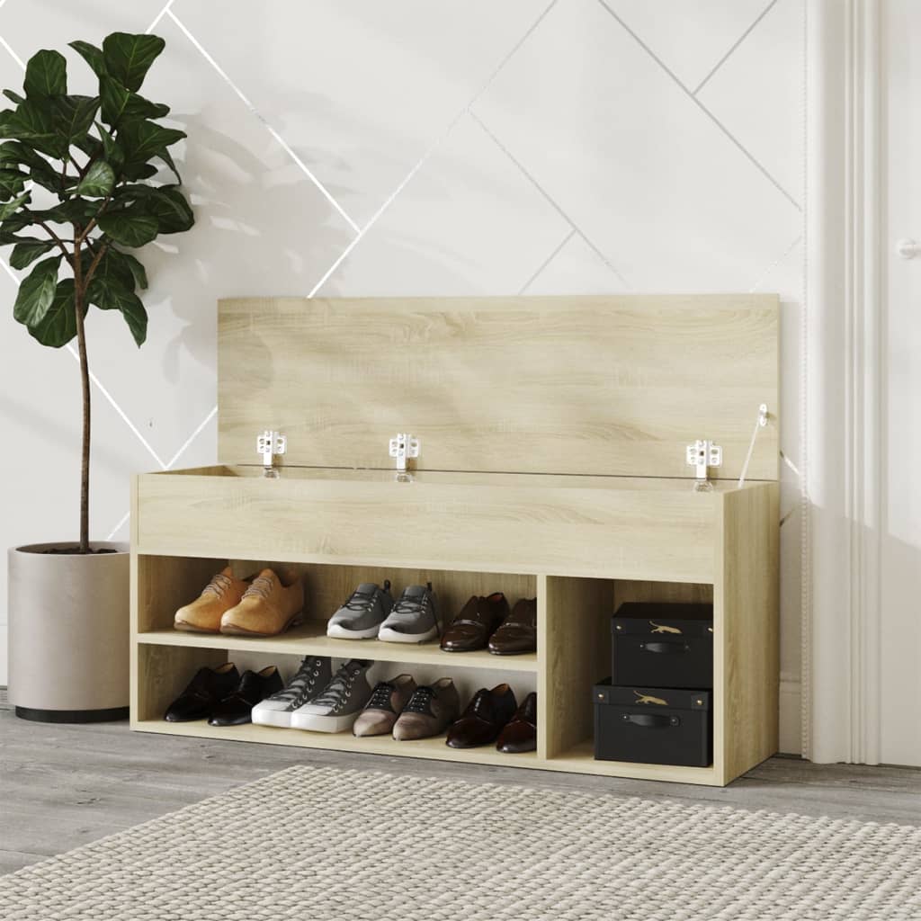 Vidaxl Schoenbank 105x30x45 cm verarbeitetes Holz Sonoma Eich