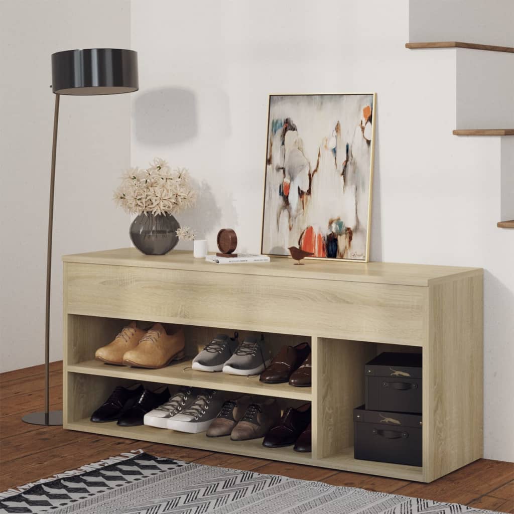 Vidaxl Schoenbank 105x30x45 cm verarbeitetes Holz Sonoma Eich