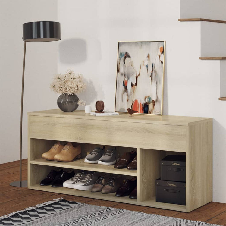 Vidaxl Schoenbank 105x30x45 cm verarbeitetes Holz Sonoma Eich