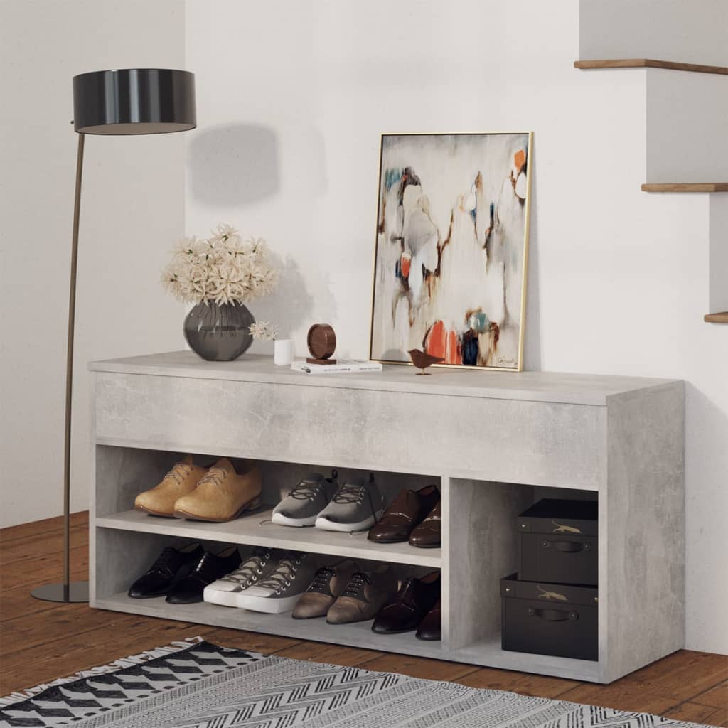 Vidaxl Schuhe Bank 105x30x45 cm verarbeiteter Holzbetongrijs