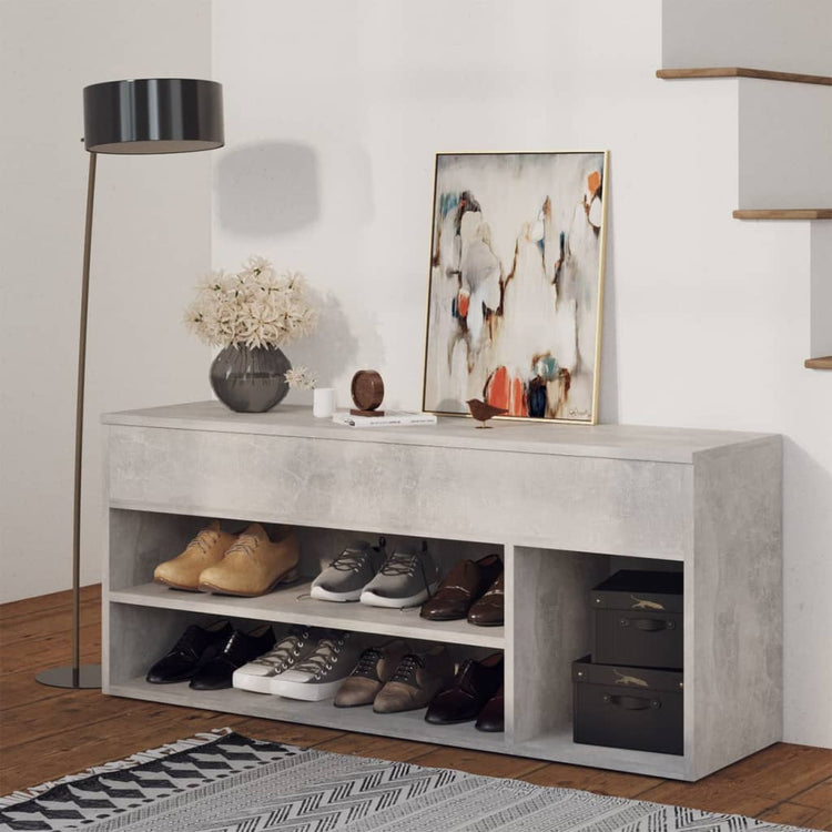 Vidaxl Schuhe Bank 105x30x45 cm verarbeiteter Holzbetongrijs