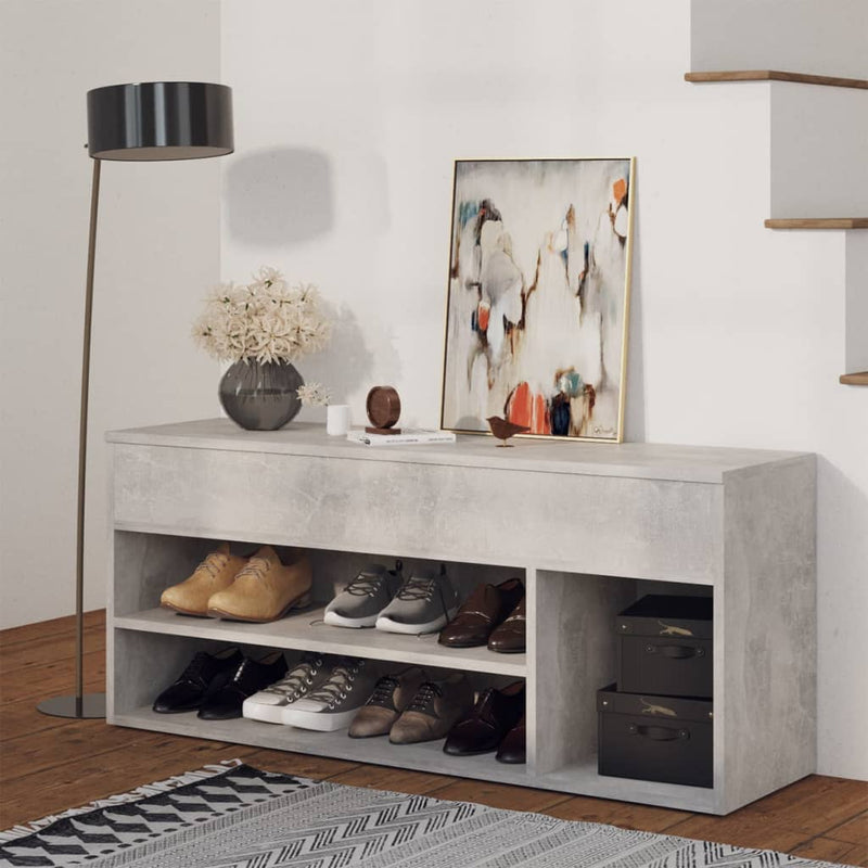 Vidaxl Schuhe Bank 105x30x45 cm verarbeiteter Holzbetongrijs