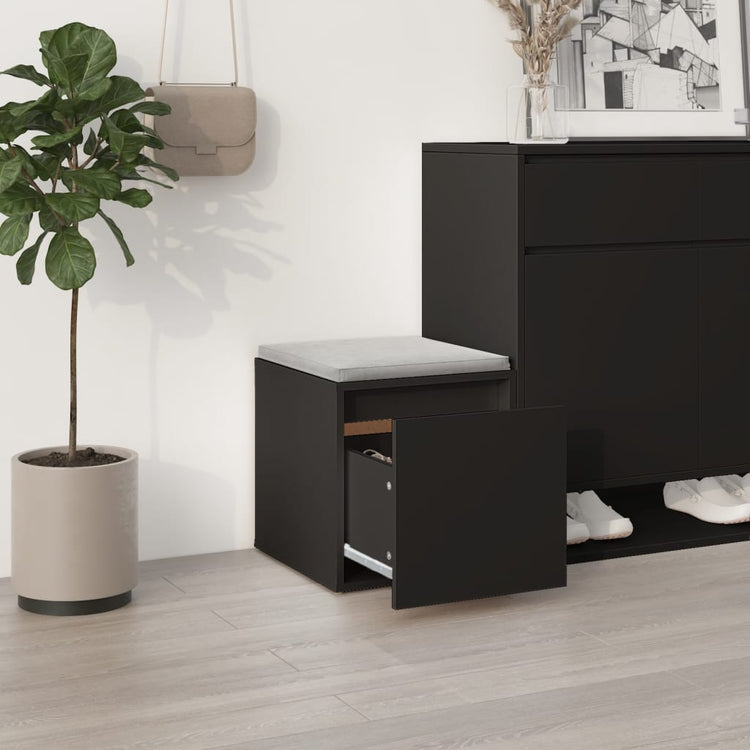 VIDAXL -Speicherbox mit Schublade 40,5 x 40 x 40 cm verarbeitetes Holz schwarz