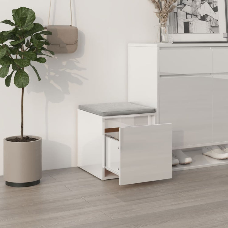 VIDAXL -Speicherbox mit Schublade 40,5 x 40 x 40 cm verarbeitetes Holz Hochglanz weiß