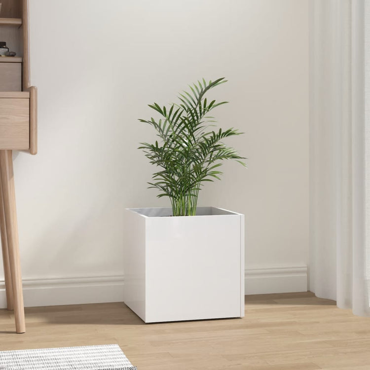 Vidaxl Pflanzer Big 40x40x40 cm verarbeitetes Holz Hochglanz weiß
