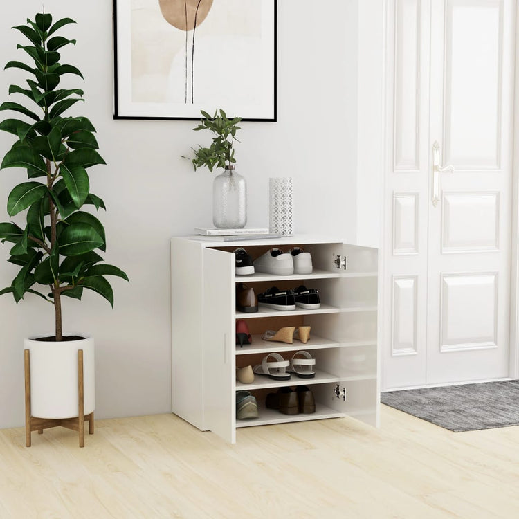 Vidaxl Schuhschrank 60x35x70 cm propertiertes Holz Hochglanz weiß