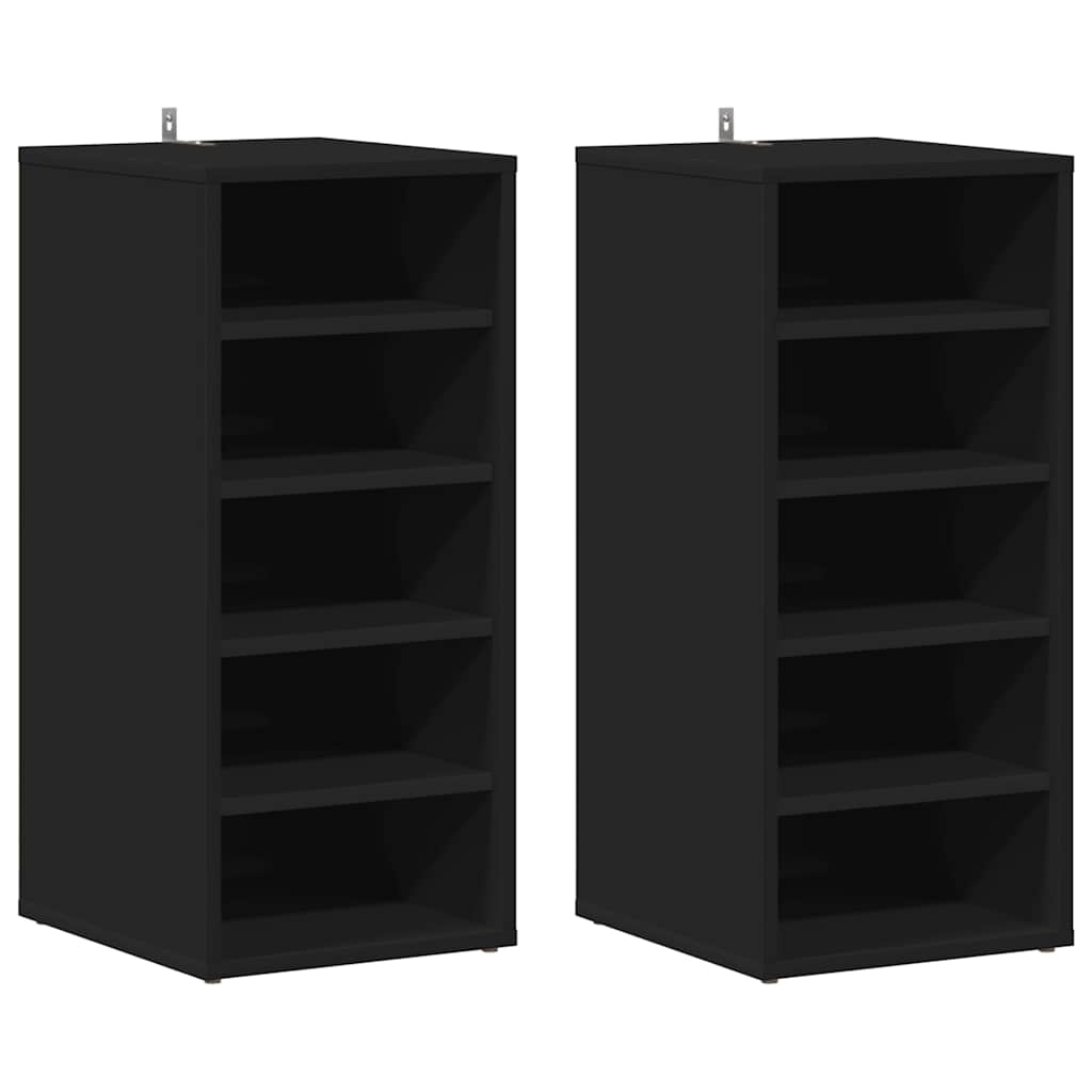 VIDAXL -Schuhschränke 2 PCs 31,5 x 35 x 70 cm verarbeitetes Holz schwarz