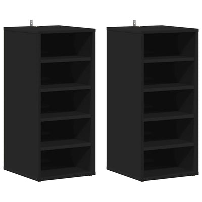 VIDAXL -Schuhschränke 2 PCs 31,5 x 35 x 70 cm verarbeitetes Holz schwarz