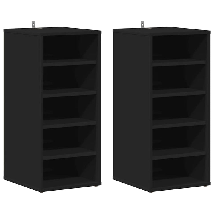 VIDAXL -Schuhschränke 2 PCs 31,5 x 35 x 70 cm verarbeitetes Holz schwarz