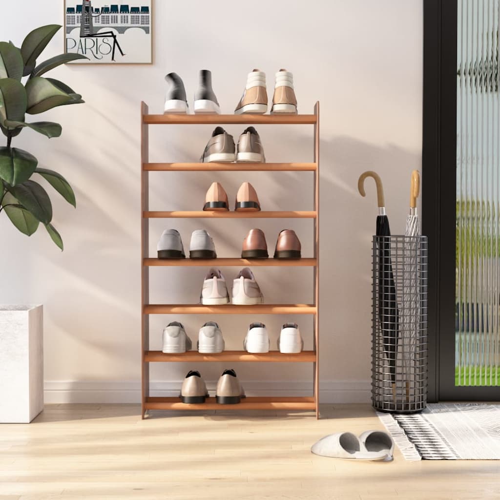 VIDAXL -Schuhregal 65x24x117 cm verarbeitetes Holzbraun