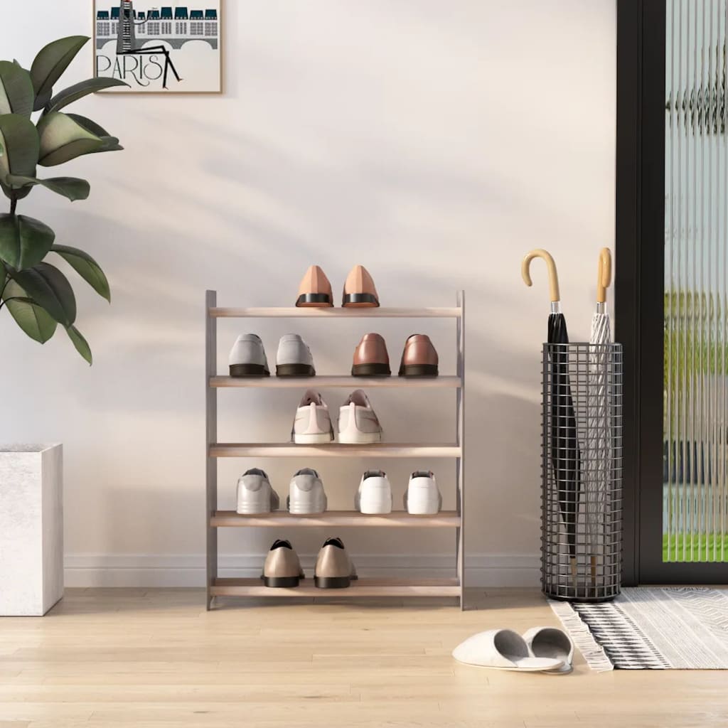 VIDAXL -Schuhregal 65x24x81 cm verarbeitetes Holzgrau