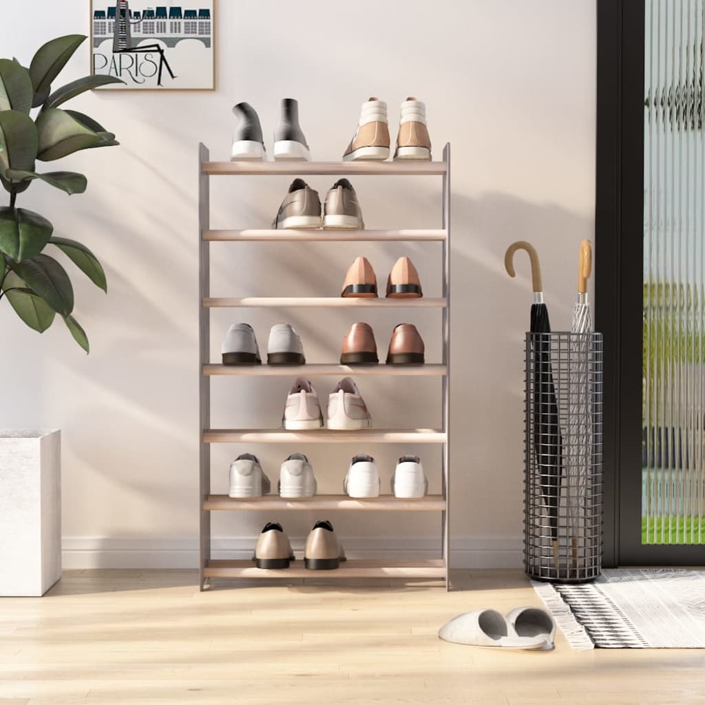 VIDAXL -Schuhregal 65x24x117 cm verarbeitetes Holzgrau