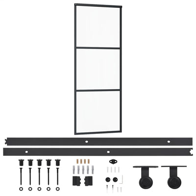 Vidaxl -Schiebetür mit Teig 76x205 cm Aluminium und ESG -Glas
