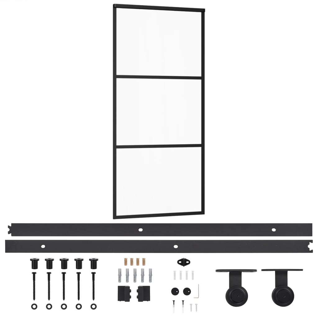 Vidaxl -Schiebetür mit Teig 90x205 cm Aluminium und ESG -Glas