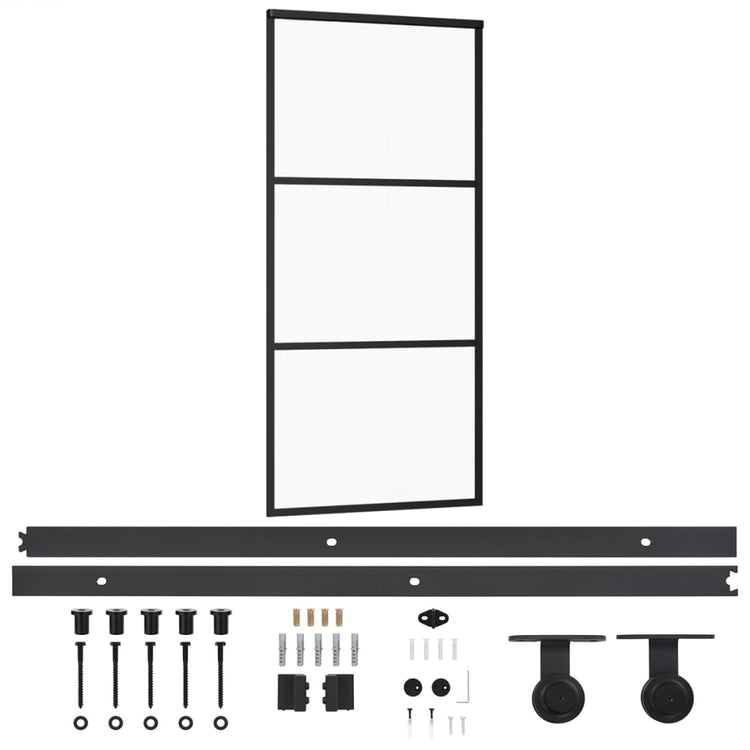 Vidaxl -Schiebetür mit Teig 90x205 cm Aluminium und ESG -Glas