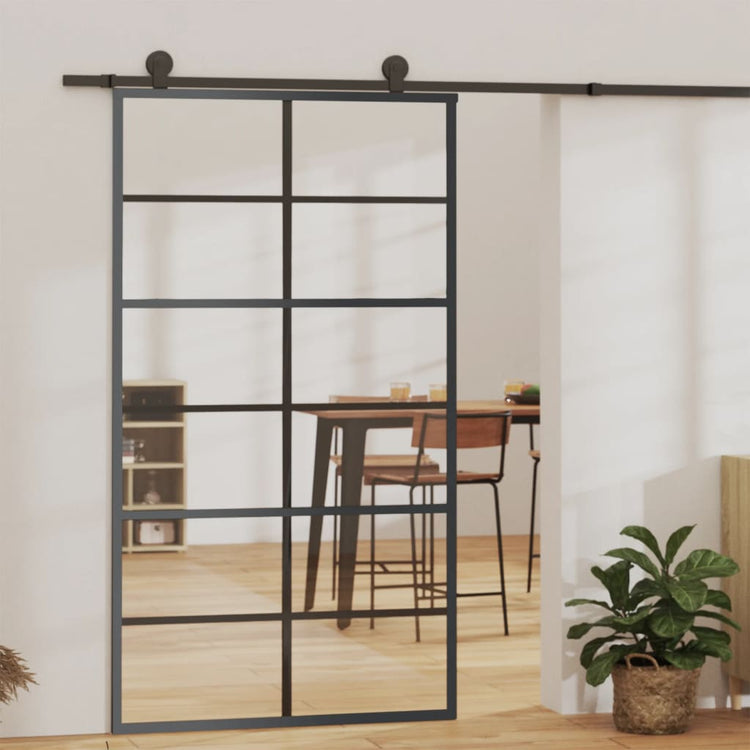 Vidaxl -Schiebetür mit Teig 102x205 cm Aluminium und ESG -Glas