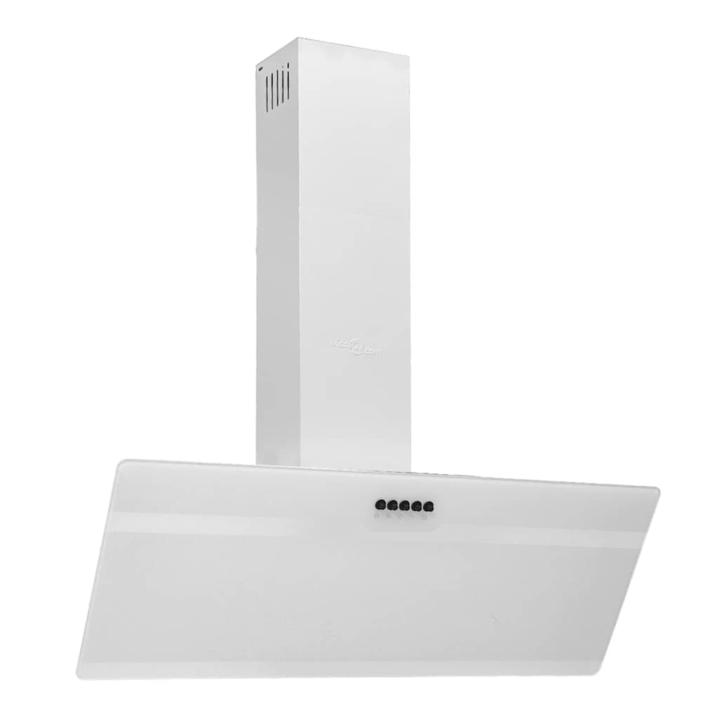 Vidaxl Wandextraktionshaube 90 cm Stahl und geschmittertes Glasweiß