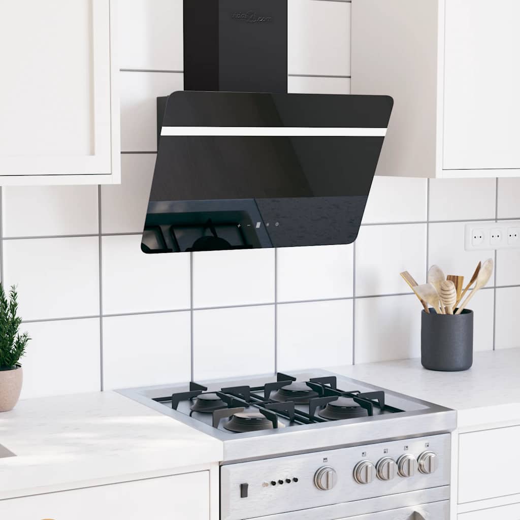 Vidaxl Wandextraktionshaube 60 cm Stahl und geschmittertes Glas schwarz