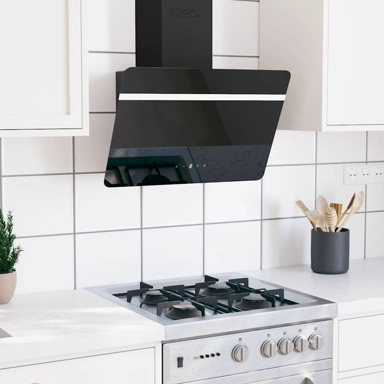 Vidaxl Wandextraktionshaube 60 cm Stahl und geschmittertes Glas schwarz