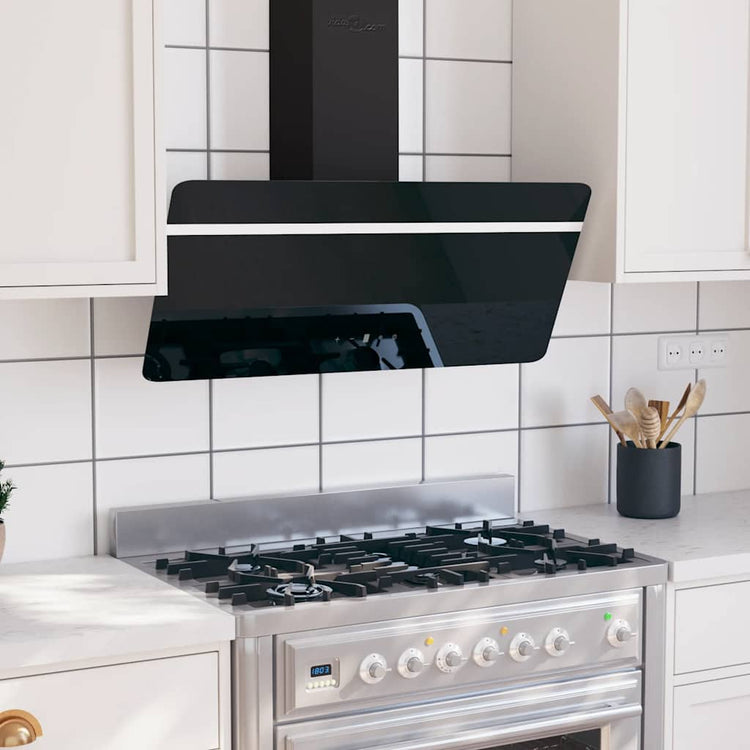 Vidaxl Wandextraktionshaube 90 cm Stahl und geschmittertes Glas schwarz