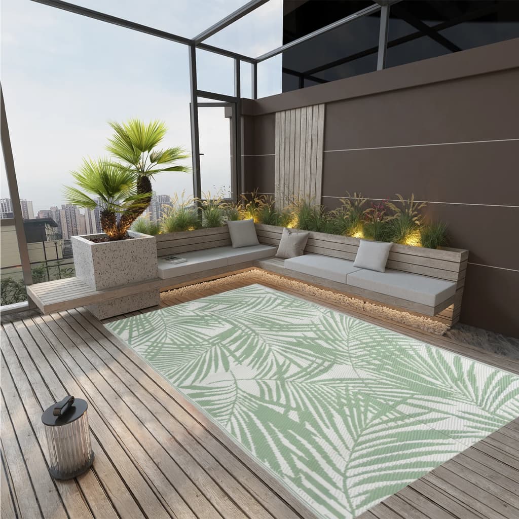 Vidaxl außerhalb des Teppichs 190x290 cm Polypropengrün
