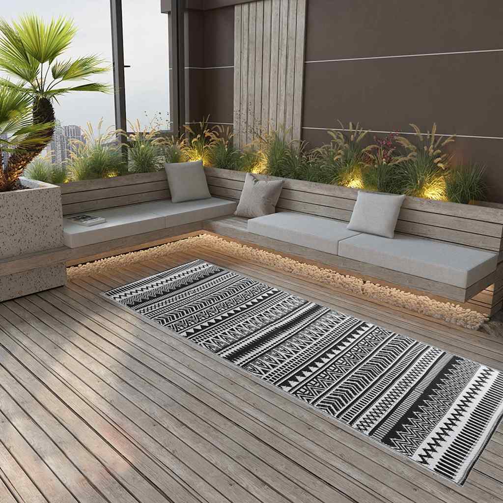 Vidaxl außerhalb des Teppichs 80x250 cm Polypropen Schwarz