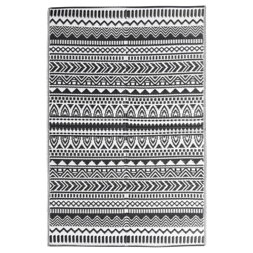 Vidaxl außerhalb des Teppichs 140x200 cm Polypropen schwarz