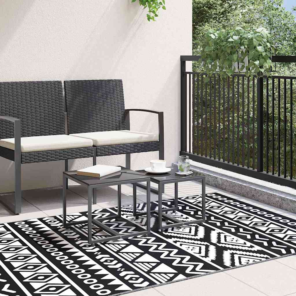Vidaxl außerhalb Teppich 120x180 cm Polypropen Schwarz