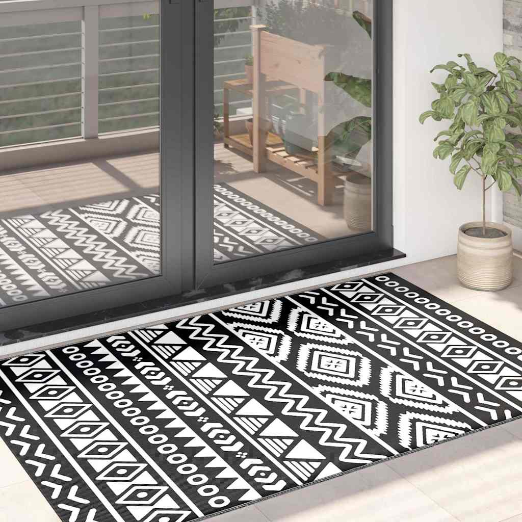 Vidaxl außerhalb Teppich 120x180 cm Polypropen Schwarz