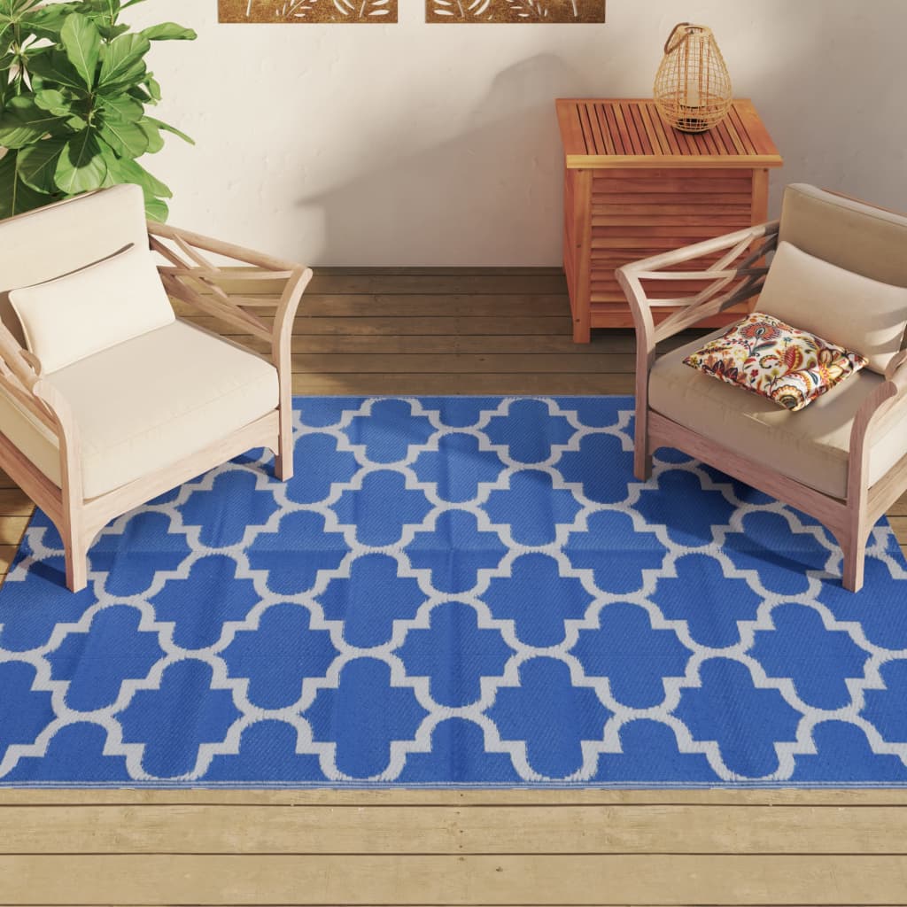Vidaxl außerhalb des Teppichs 140x200 cm Polypropenblau