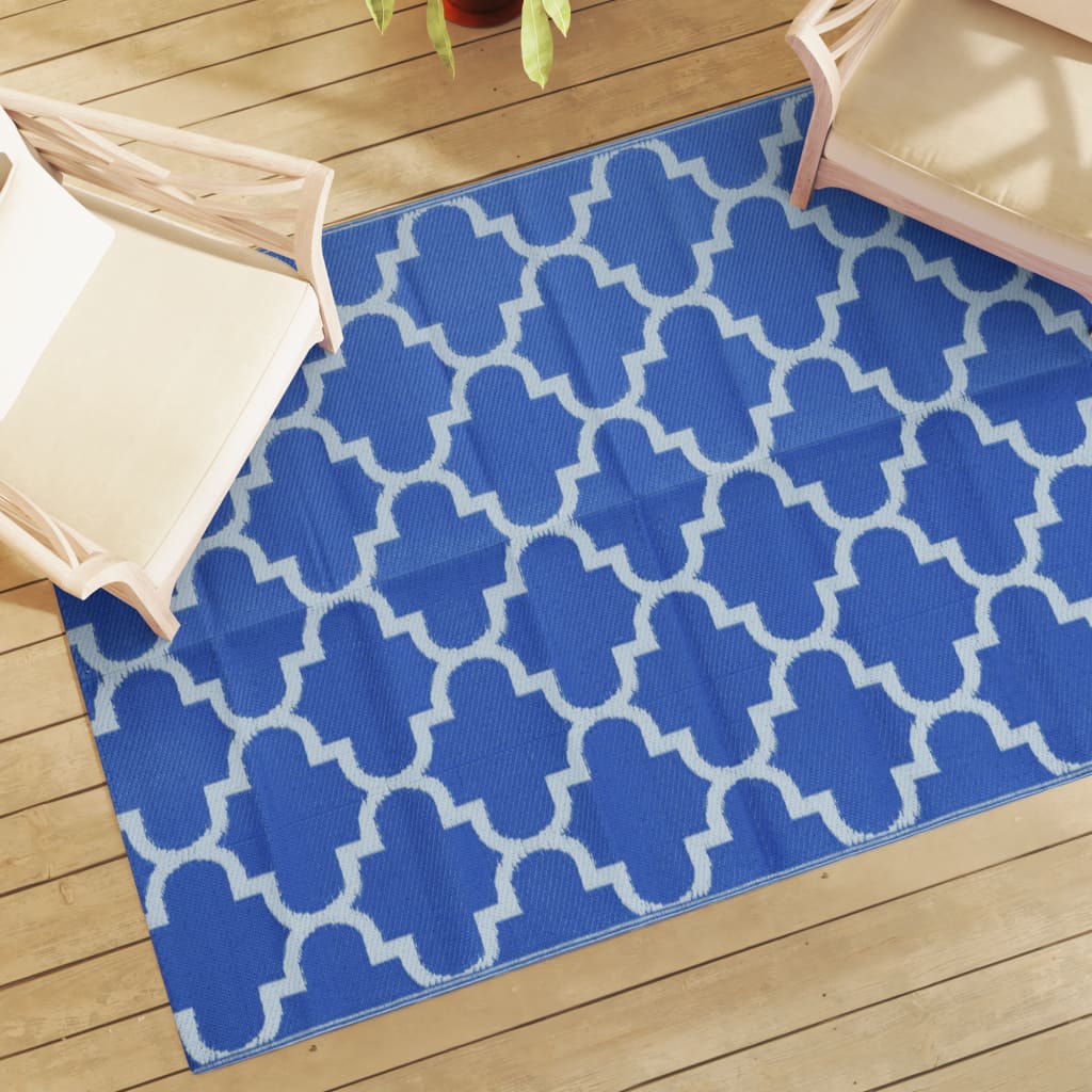 Vidaxl außerhalb des Teppichs 140x200 cm Polypropenblau