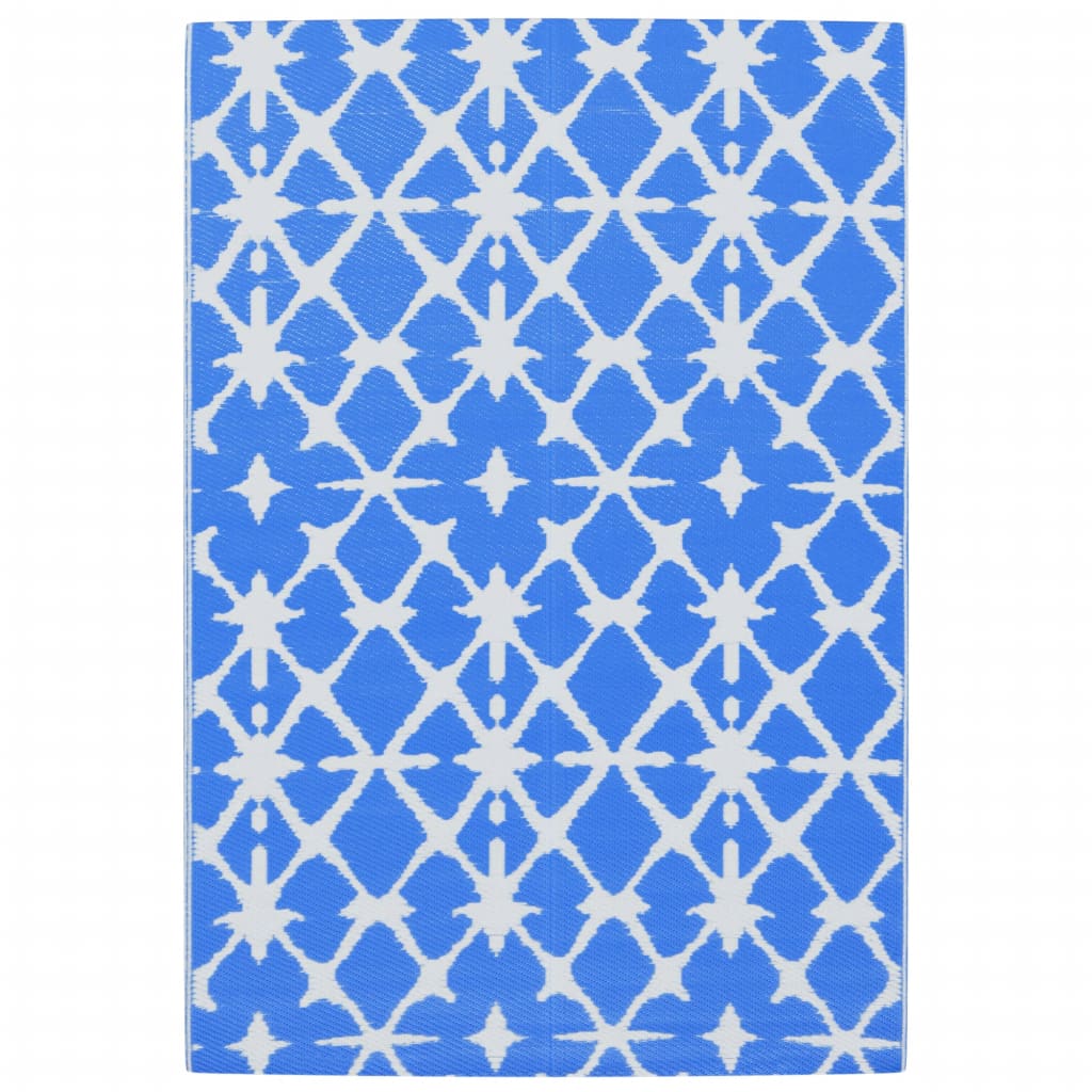 Vidaxl außerhalb des Teppichs 140x200 cm Polypropen Blau und Weiß