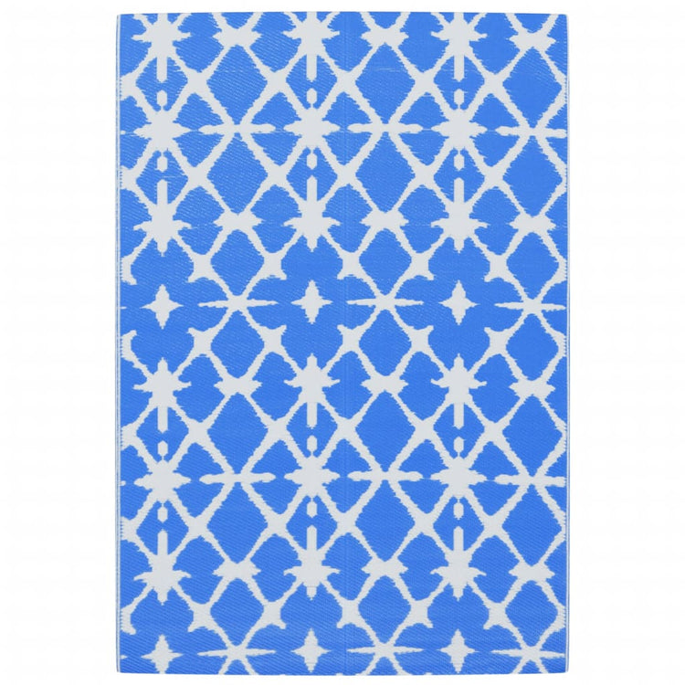 Vidaxl außerhalb des Teppichs 140x200 cm Polypropen Blau und Weiß