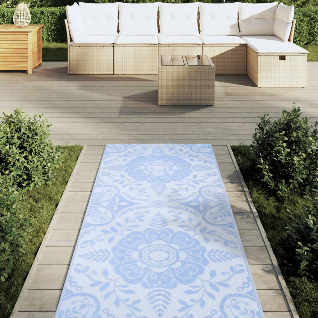 Vidaxl außerhalb Teppich 80x250 cm Polypropen Babyblau