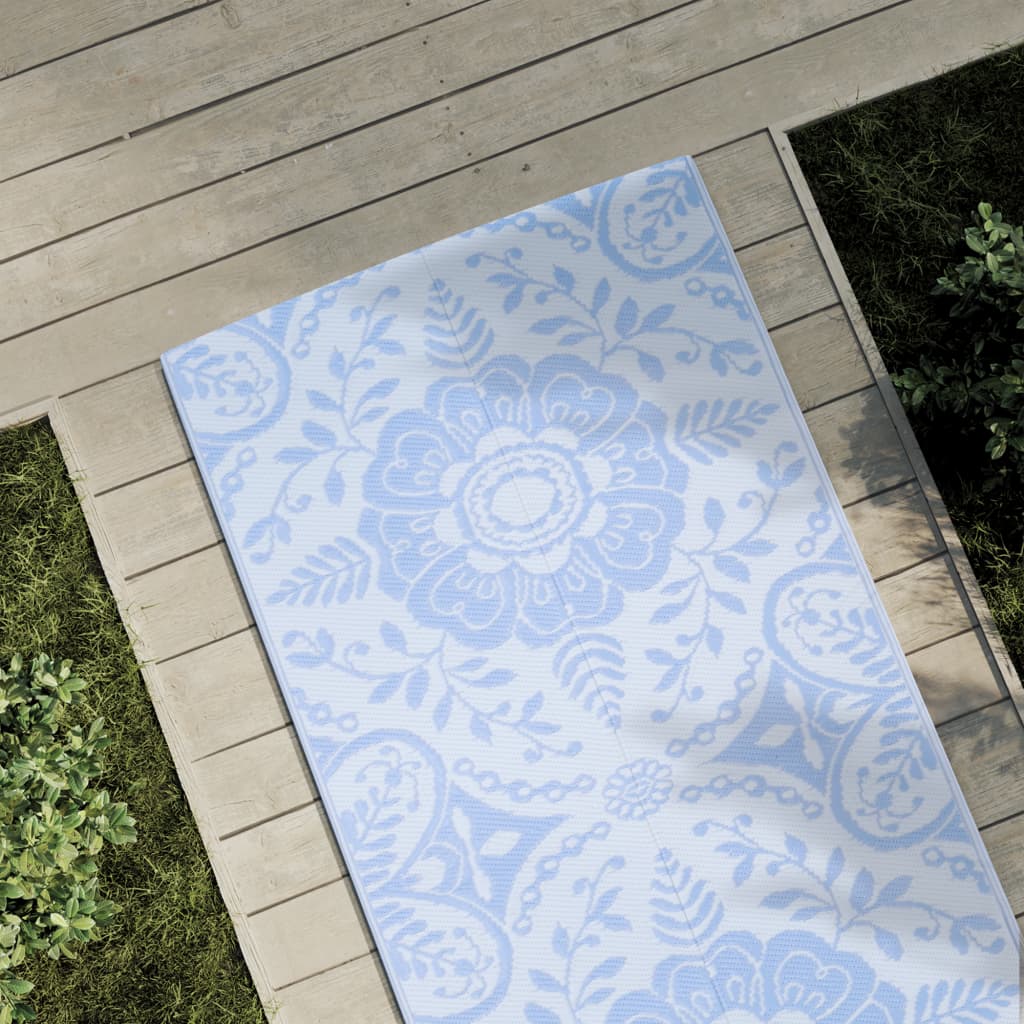 Vidaxl außerhalb Teppich 80x250 cm Polypropen Babyblau