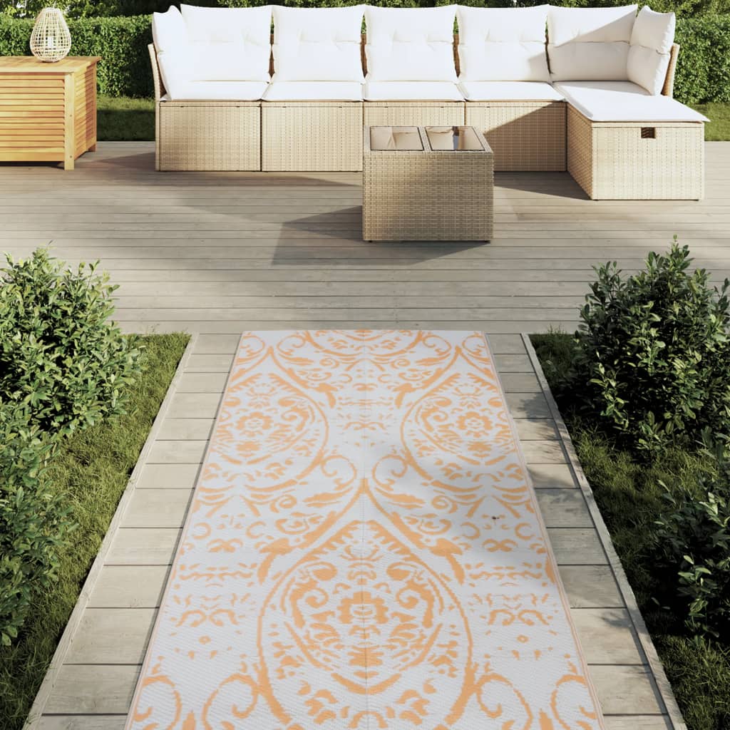 VIDAXL Outside Rug 80x250 cm Polypropen orange und weiß