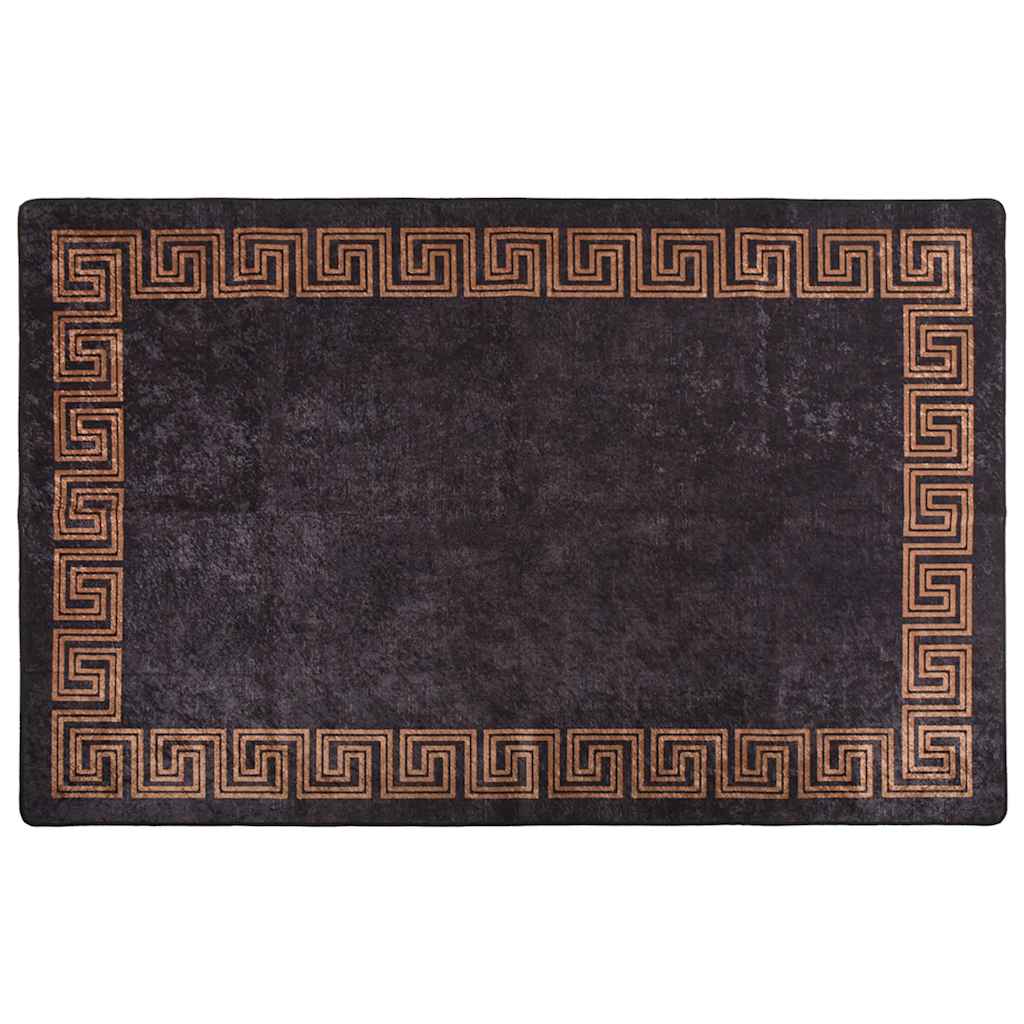 Vidaxl Teppich waschbarer Anti-Rutsch 80x150 cm Schwarz und Goldfarbe