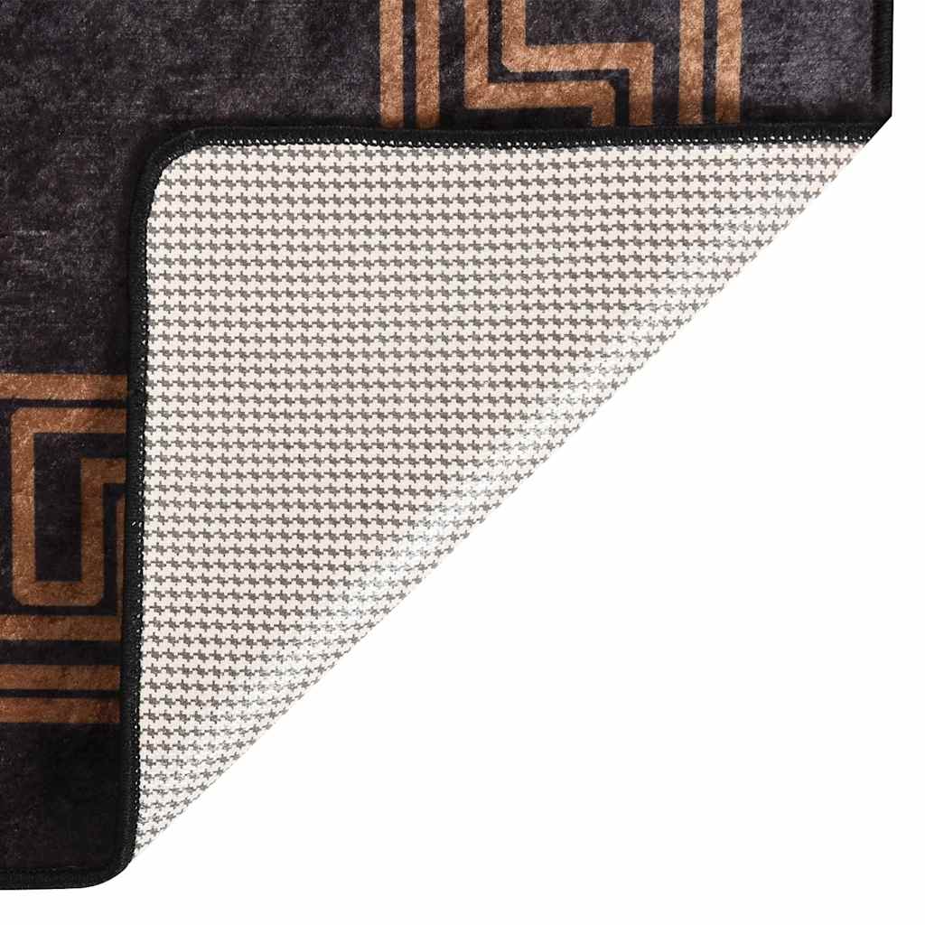 Vidaxl Teppich waschbarer Anti-Rutsch 80x150 cm Schwarz und Goldfarbe