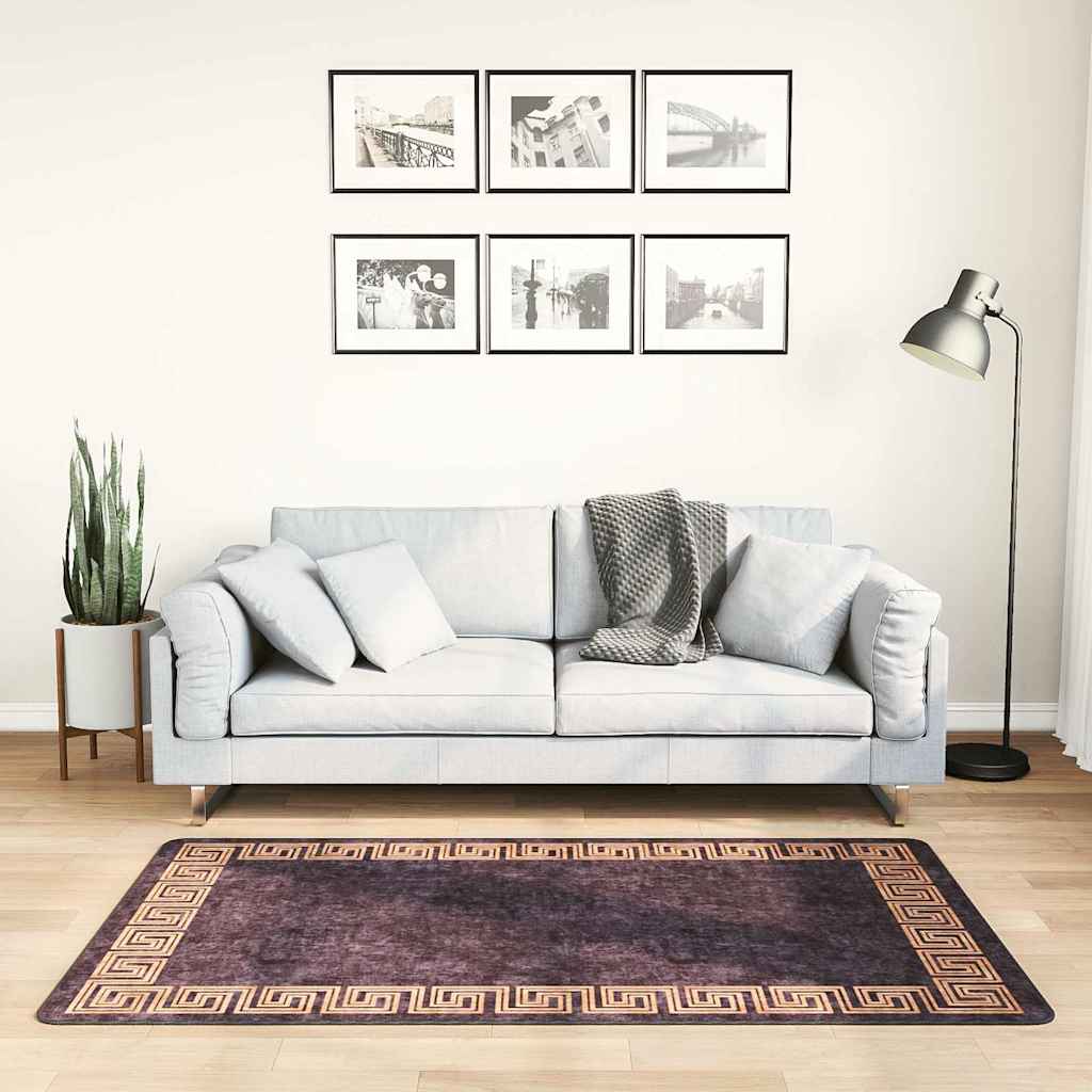 Vidaxl Teppich waschbarer Anti-Rutsch 80x150 cm Schwarz und Goldfarbe