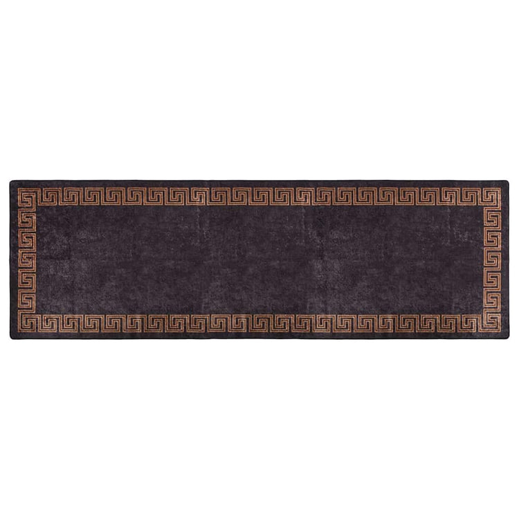 Vidaxl Teppich waschbarer Anti-Rutsch 80x300 cm Schwarz und Goldfarbe