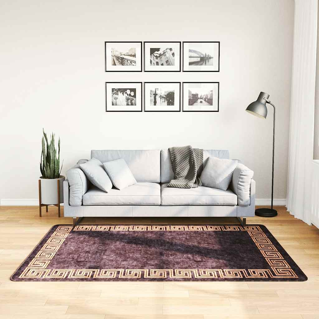 Vidaxl Teppich waschbarer Anti-Rutsch 120x180 cm Schwarz und Goldfarbe