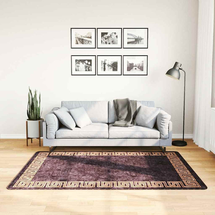 Vidaxl Teppich waschbarer Anti-Rutsch 120x180 cm Schwarz und Goldfarbe